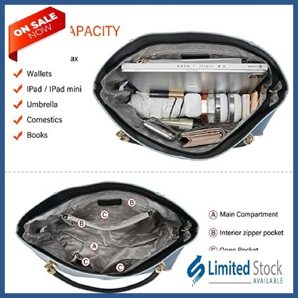 Large Leather Tote Bag with Multiple Compartments for Work & Daily Use - Picture 6 of 8